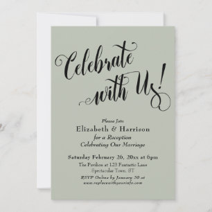 Elaborate Celebrate with Us! Simple Sage Green Invitation