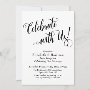 Elaborate Celebrate with Us! Simple White Invitation