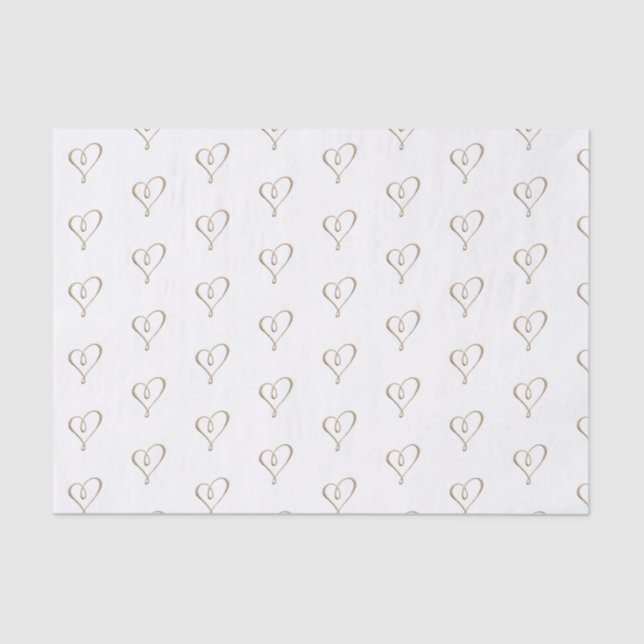 Elaborate Embossed Gold Heart Elegant Wedding      Tissue Paper (Front)