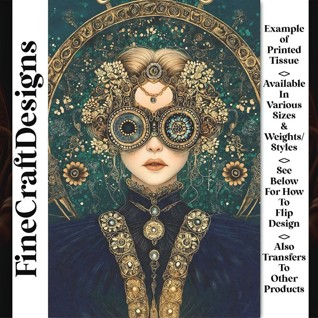Elaborate Fantasy Steampunk Woman Y4 Decoupage Tissue Paper (Creator Uploaded)
