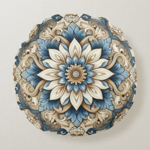 Elaborate Floral Vintage Design  Round Cushion