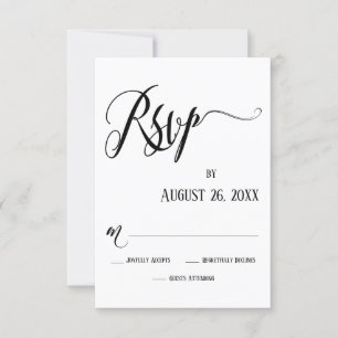 Elaborate Flourishes RSVP Black and White Card