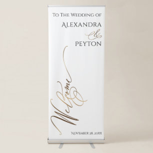 Elaborate Gold Welcome Calligraphy Wedding Retractable Banner