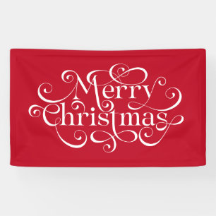 Elaborate Merry Christmas with curls design Banner