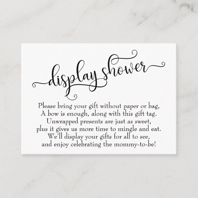 Elaborate Script Display Baby Shower Gift Card (Front)
