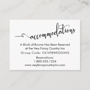 Elaborate Script, Simple Wedding Accommodations Enclosure Card