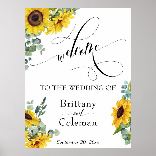 Elaborate Typography Floral Wedding Welcome Sign (Front)