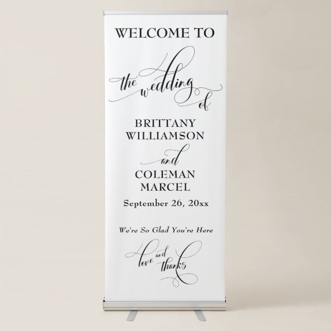 Elaborate Typography Simple The Wedding Of Retractable Banner (Front)