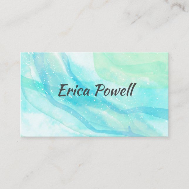 elagant blue and turquoise watercolor art design   business card (Front)