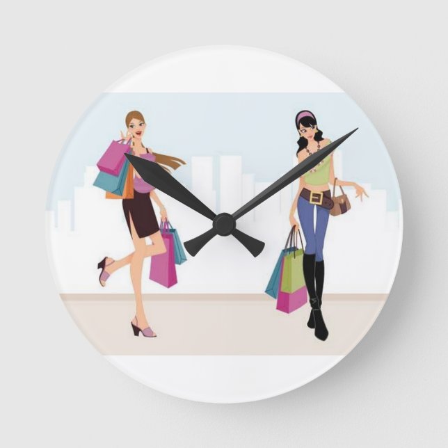 Elagant shopping ladies round clock (Front)