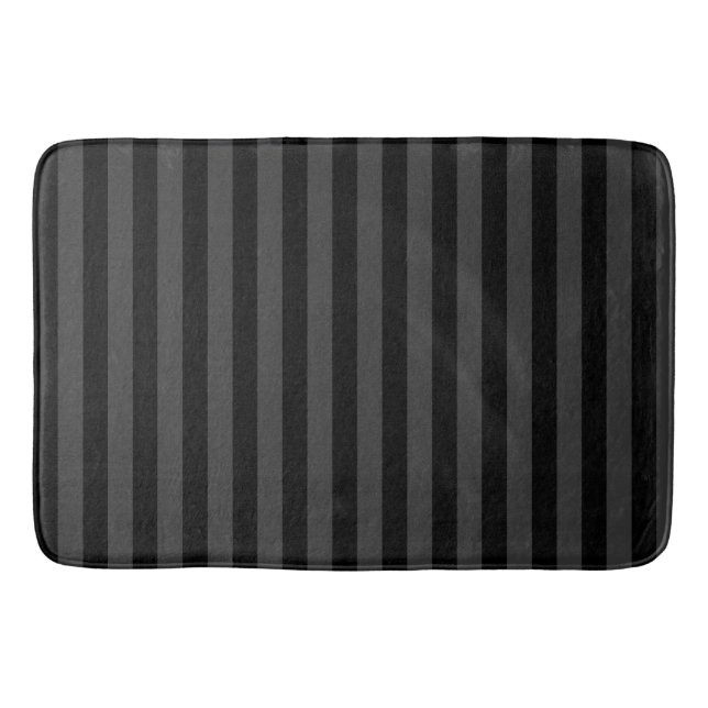 Elagnat Black & Smoky Black Vertical Stripes  Bath Mat (Front)