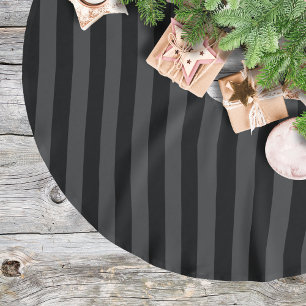 Elagnat Black & Smoky Black Vertical Stripes Brushed Polyester Tree Skirt