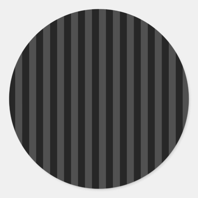 Elagnat Black & Smoky Black Vertical Stripes  Classic Round Sticker (Front)