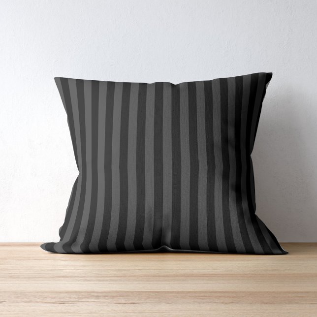 Elagnat Black & Smoky Black Vertical Stripes  Cushion (Creator Uploaded)