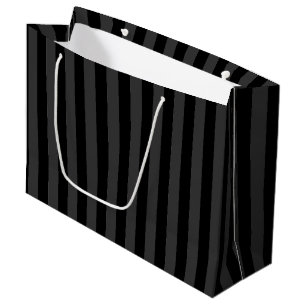 Elagnat Black & Smoky Black Vertical Stripes Large Gift Bag
