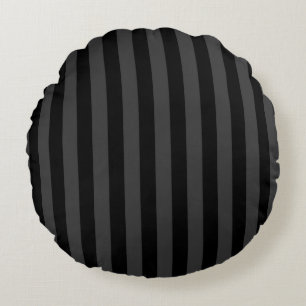 Elagnat Black & Smoky Black Vertical Stripes  Round Cushion