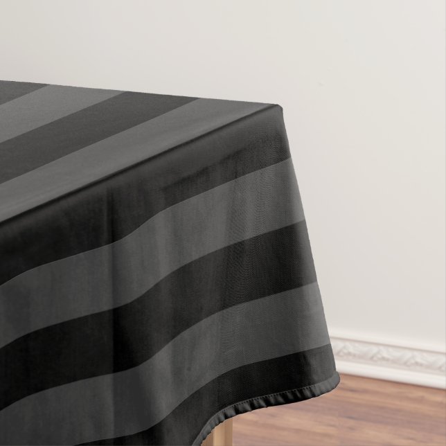 Elagnat Black & Smoky Black Vertical Stripes  Tablecloth (In Situ)