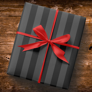 Elagnat Black & Smoky Black Vertical Stripes  Wrapping Paper