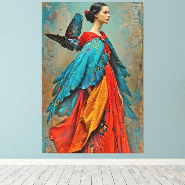 “Elaris”  -  Feathers of Becoming Canvas Print (Insitu(Wood Floor))
