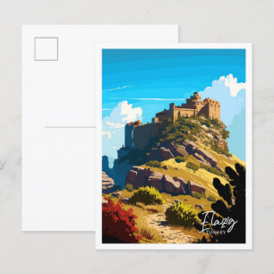 Elazig Turkey travel Vintage illustration Postcard