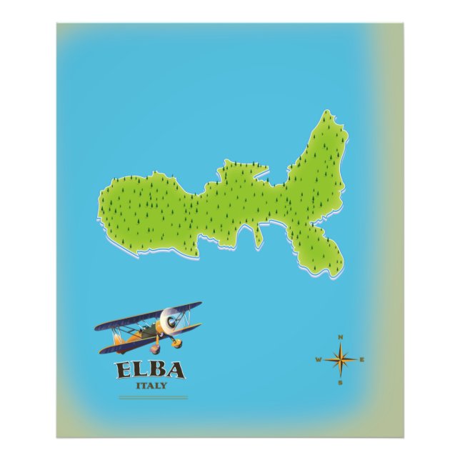Elba Italy map travel poster (Front)