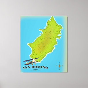 Elba Italy map travel poster Canvas Print