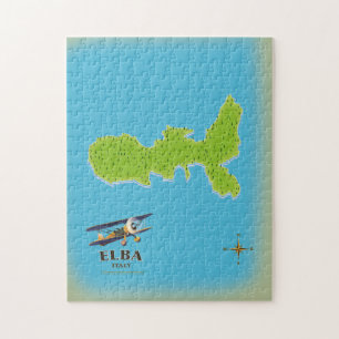 Elba Italy map travel poster Jigsaw Puzzle