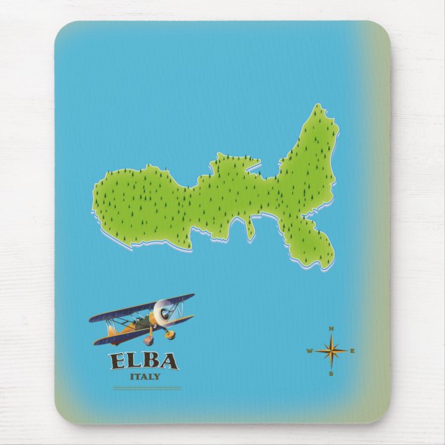 Elba Italy map travel poster Mouse Mat (Front)