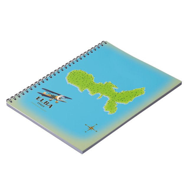Elba Italy map travel poster Notebook (Left Side)