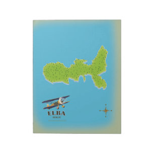Elba Italy map travel poster Notepad
