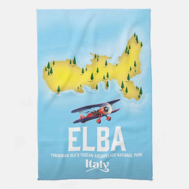 Elba, Tyrrhenian Sea ,Tuscan ,Italy travel poster Tea Towel (Vertical)