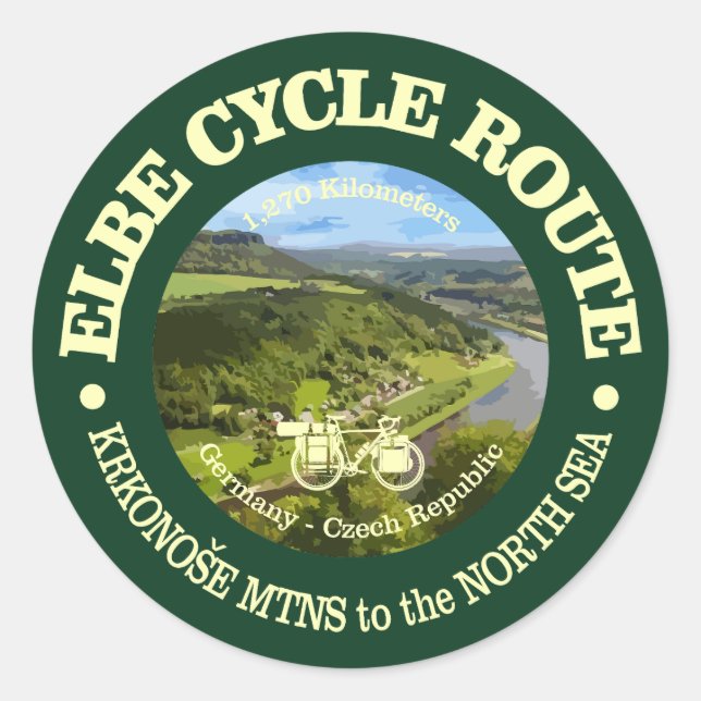 Elbe Cycle Route (cycling c) Classic Round Sticker (Front)