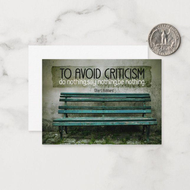 Elbert Hubbard Inspirational Quote "Criticism" Card (Front/Back In Situ)