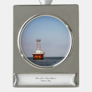 Elbow of Cross Ledge Lighthouse Silver Plated Banner Ornament