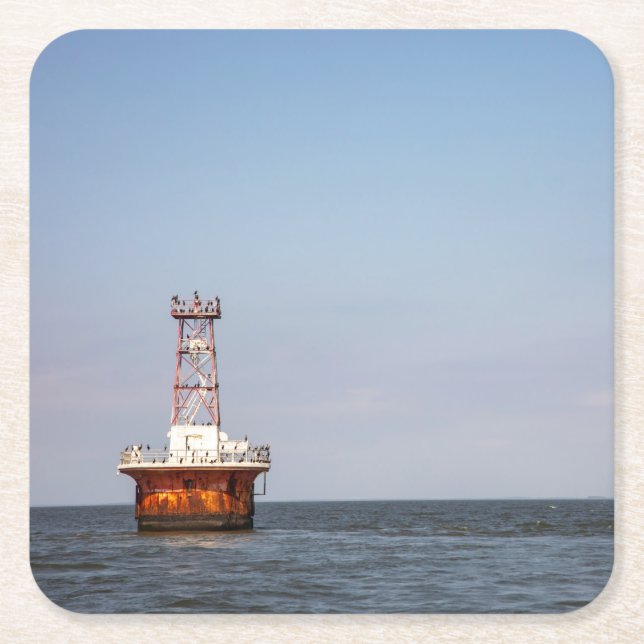 Elbow of Cross Ledge Lighthouse Square Paper Coaster (Front)