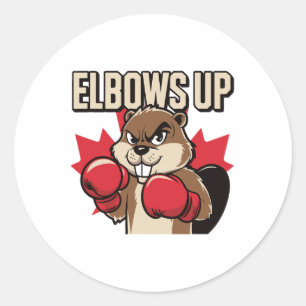 Elbows Up Beaver Boxing Proud Canadian Strong Cana Classic Round Sticker