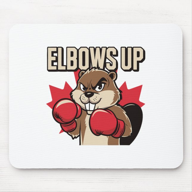 Elbows Up Beaver Boxing Proud Canadian Strong Cana Mouse Mat (Front)