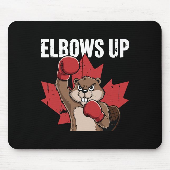 Elbows Up Beaver Boxing Proud Canadian Strong Cana Mouse Mat (Front)