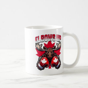 Elbows Up Canada Boxing Moose Maple Leaf Canadian Coffee Mug