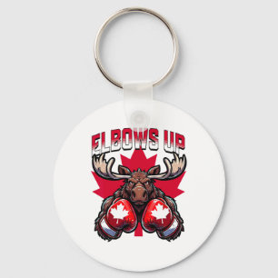 Elbows Up Canada Boxing Moose Maple Leaf Canadian  Key Ring