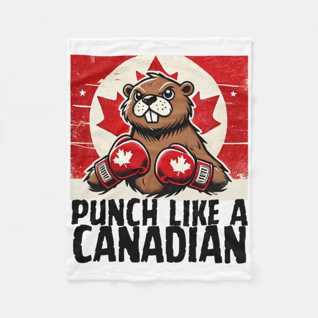 Elbows Up Canada Canadian Counter Tariffs Beaver B Fleece Blanket (Front)