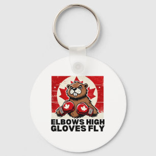 Elbows Up Canada Canadian Counter Tariffs Beaver B Key Ring
