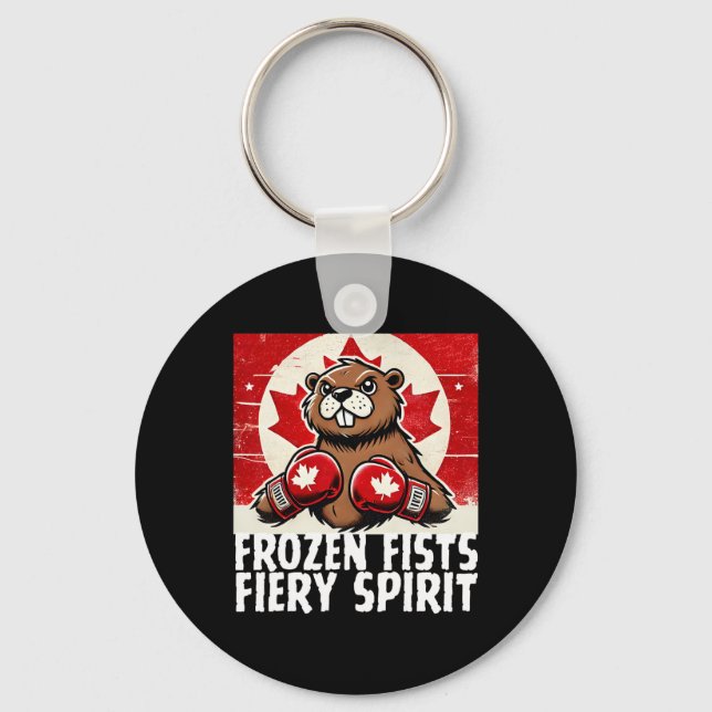 Elbows Up Canada Canadian Counter Tariffs Beaver B Key Ring (Front)