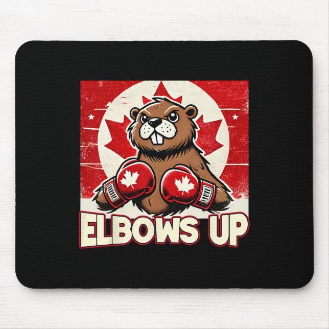 Elbows Up Canada Canadian Counter Tariffs Beaver B Mouse Mat (Front)