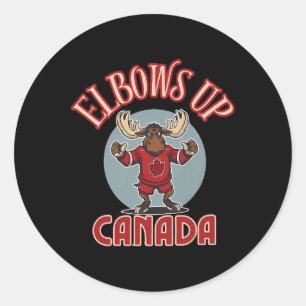 Elbows Up Canada Defiant Moose Canada Hockey Jerse Classic Round Sticker