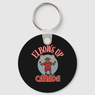 Elbows Up Canada Defiant Moose Canada Hockey Jerse Key Ring