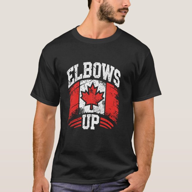 Elbows Up Canada Flag Support Proud T-Shirt (Front)