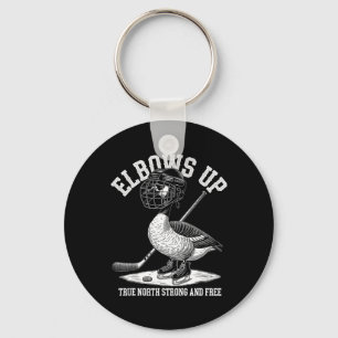 Elbows Up Canada Funny Hockey Key Ring