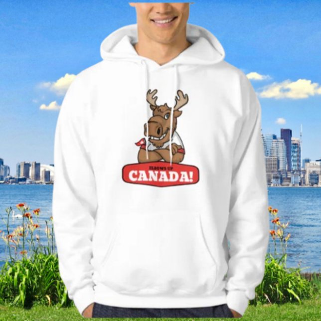 Elbows Up Canada! Funny Moose Holding Flag Hoodie (Creator Uploaded)