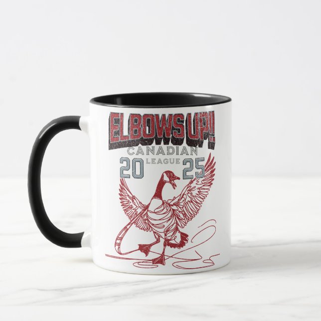 Elbows UP!  Canada Goose Canadian Hockey Culture Mug (Left)